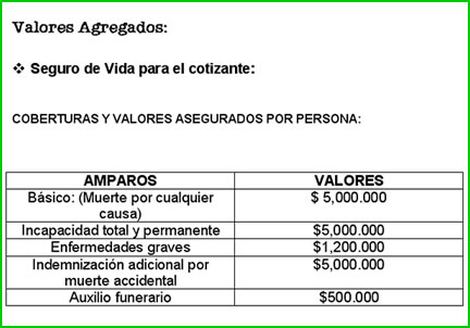 Valores Agregados - Seguro de Vida Gratis