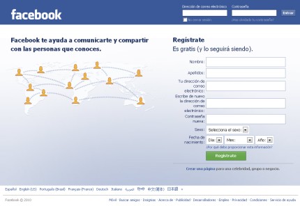 Facebook en espaol - Imagen de Inicio de Sesin