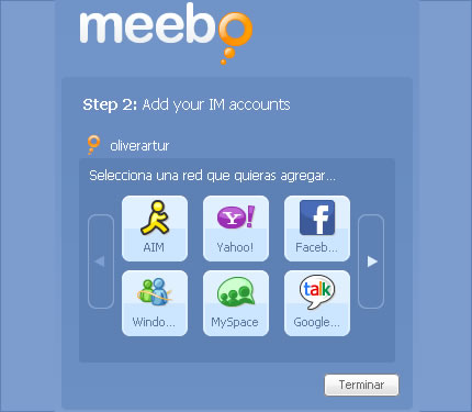 Agregar redes en Meebo en Espaol