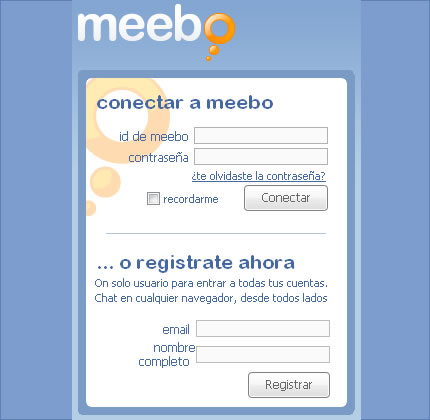 Conectar o registrarse en Meebo en Español