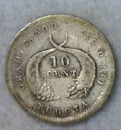 moneda colombia 10 centavos 1883 plata $ 20.000 Medellin, Colombia