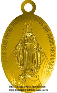 Medalla Virgen Milagrosa bogota, colombia