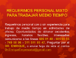 BOGOTA: SE NECESITA PERSONAL, TRABAJO DE MEDIO TIEMPO.	 Bogota, Colombia