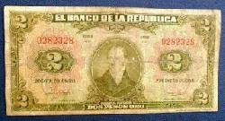 COLOMBIA BILLETE 2 PESOS 1950 P 390e $ 35.000  Medellin, Colombia