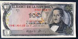 COLOMBIA BILLETE 100 PESOS 1974-NUEVO $ 10.000 Medellin, Colombia