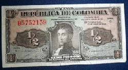 COLOMBIA BILLETE 1/2 PESO 1948 SERIE C P345 $ 150.000 Medellin, Colombia