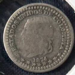 MONEDA COLOMBIA  5 CENTAVOS  1874 -BOGOTA  Medellin, Colombia