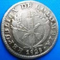 MONEDA COLOMBIA 1 REAL 1828 PLATA CAT 261 Medellin, Colombia