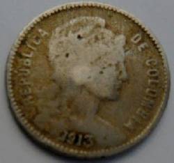 MONEDA COLOMBIA 1 PESO P/M 1913 $ 20.000 Medellin, Colombia