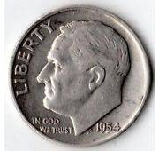 MONEDA ESTADOS UNIDOS DE AMERICA 1 DIME 1954 $ 12.000 Medellin, Colombia