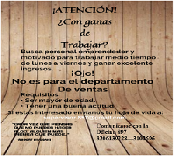 Oferta lavoral cali, colombia