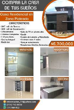 VENTA CASA RESIDENCIAL NUEVA EN ZONA PLATEADA, PACHUCA Pachuca de Soto, Mexico