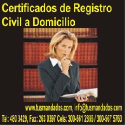Certificados de Registro Civil a Domicilio Bogot, Colombia