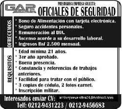 SE SOLICITAN OFICIALES DE SEGURIDAD caracas, Venezuela