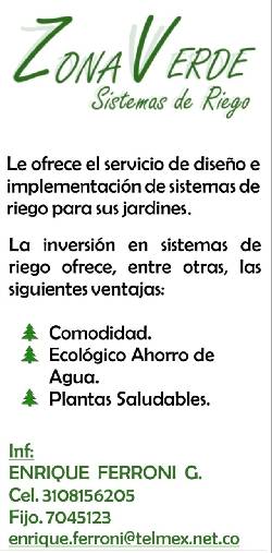 Riego ahorrador para casas y apartamentos Bogota, Colombia