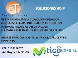 VENTA DE MINUTOS VOIP CELULARES CUALQUIER DESTINO $83  bogota, Colombia