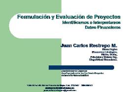 Formulacion y Evaluacion de Proyectos Cali, Colombia